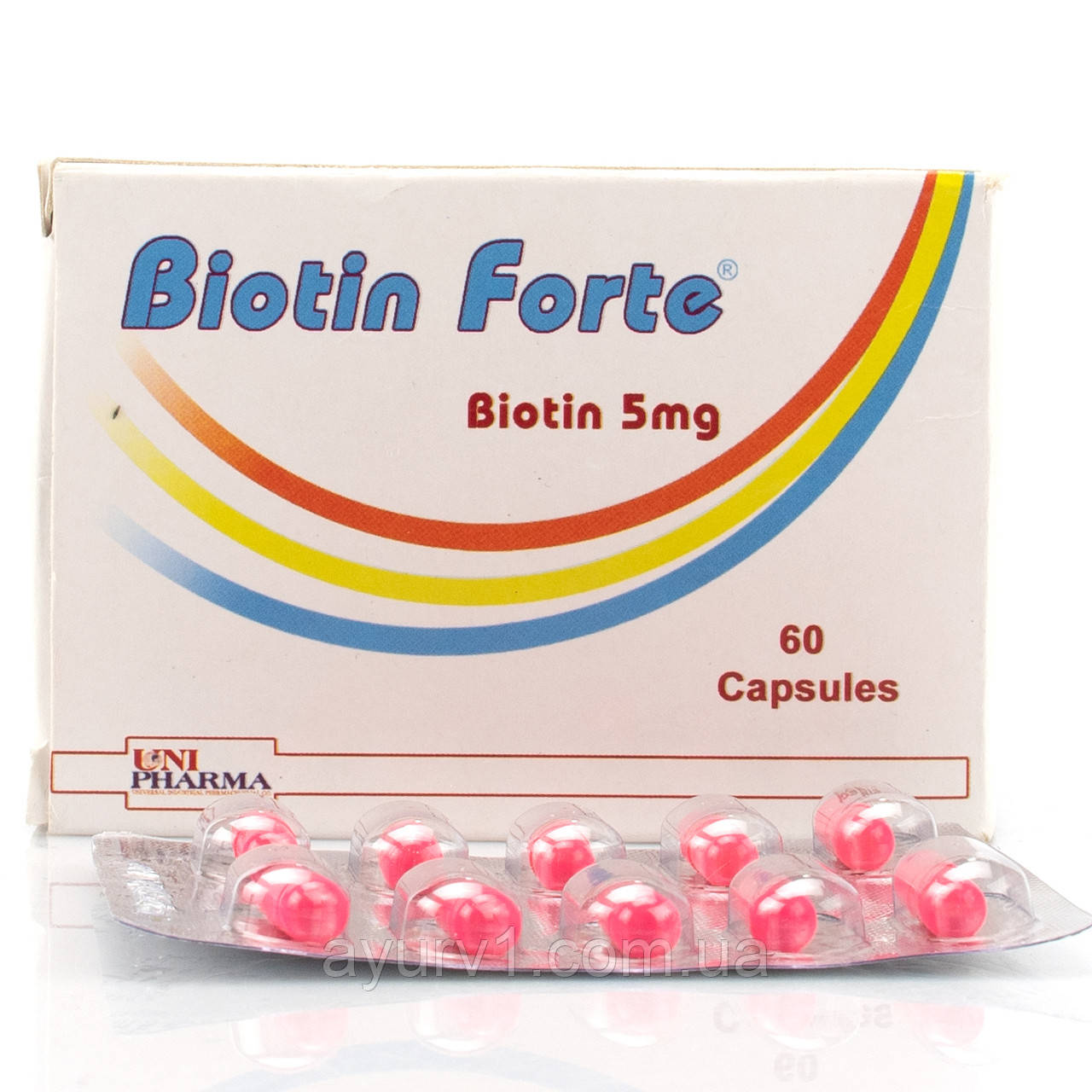 Біотин B7 Biotin Forte Unipharma Егієт 60 капсул