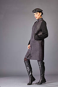 Пальто жіноче чорне комбіноване з плащівкою Marshal Wolf MKMO-9