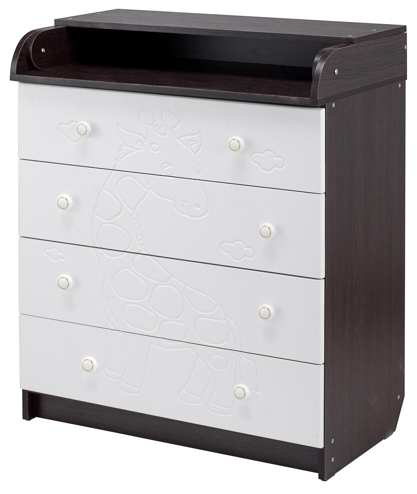 Пеленальний комод Babyroom Комод Жирафік 102x80x50 венге / білий, фото 1