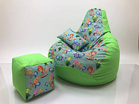 Безкаркасне крісло мішок, Крісло мішок ,Крісло-груша,крісло Груша, м'який Пуф ,Принт + внутрішній мішок !