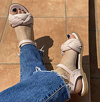Босоножки женские натуральные кожаные сандалии кожа летние на низком каблуке пудра 37 размер M.KraFVT К-3227
