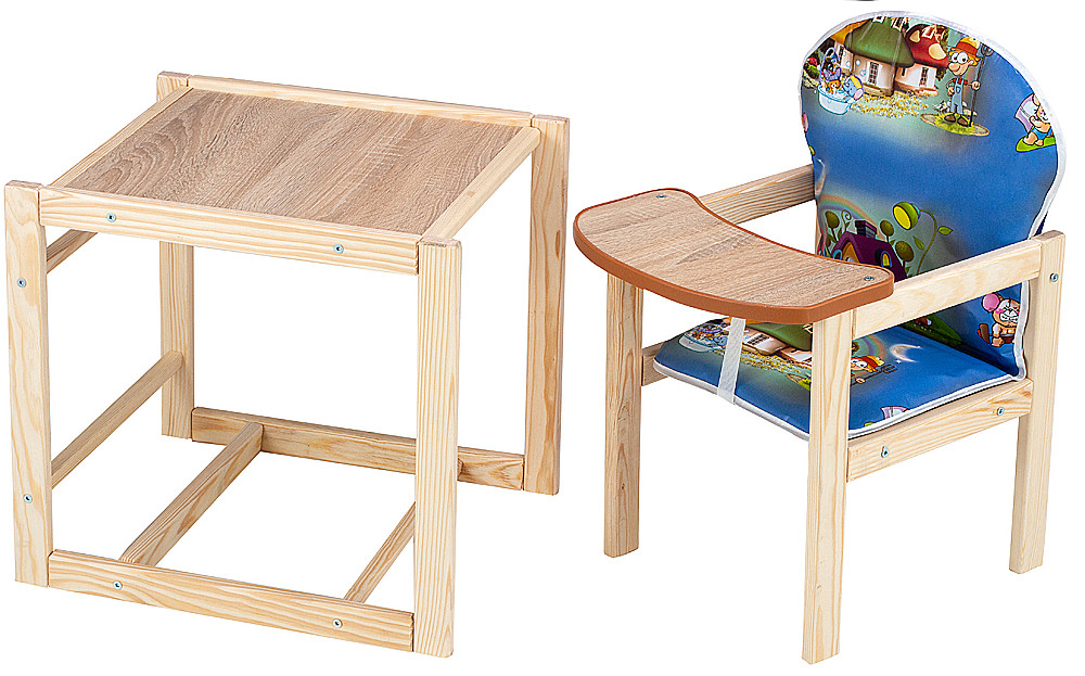 Стільчик-трансформер Наталка Зайчик-01 економ синій (мишки, будиночки), фото 1