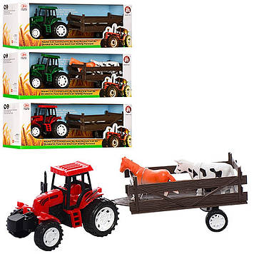 Трактор з причепом,29см,в кор-ці,32х11,5х9см,3 види №777A-3-5-6(72)