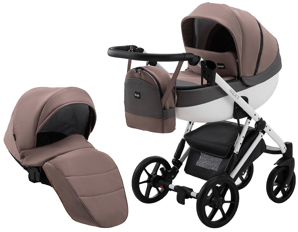 Коляска 2 в 1 Bair Next White Soft 52 капучіно