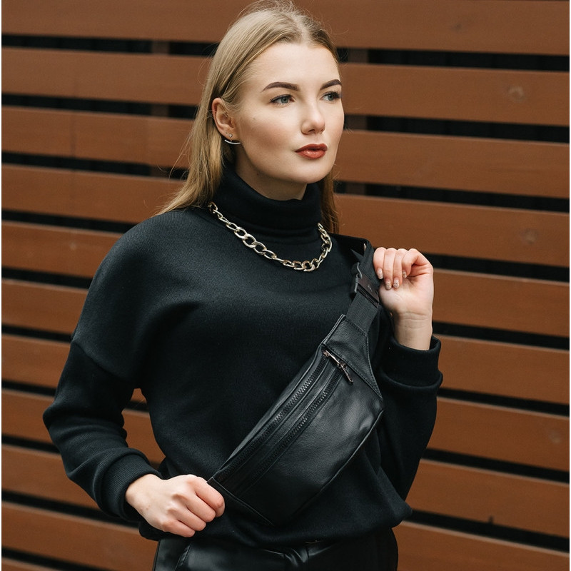 Сумка на Пояс Бананка Кожаная Женская Черная — Купить Недорого на Bigl ...