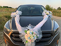 Весільна прикраса на машину стрічка блакитна