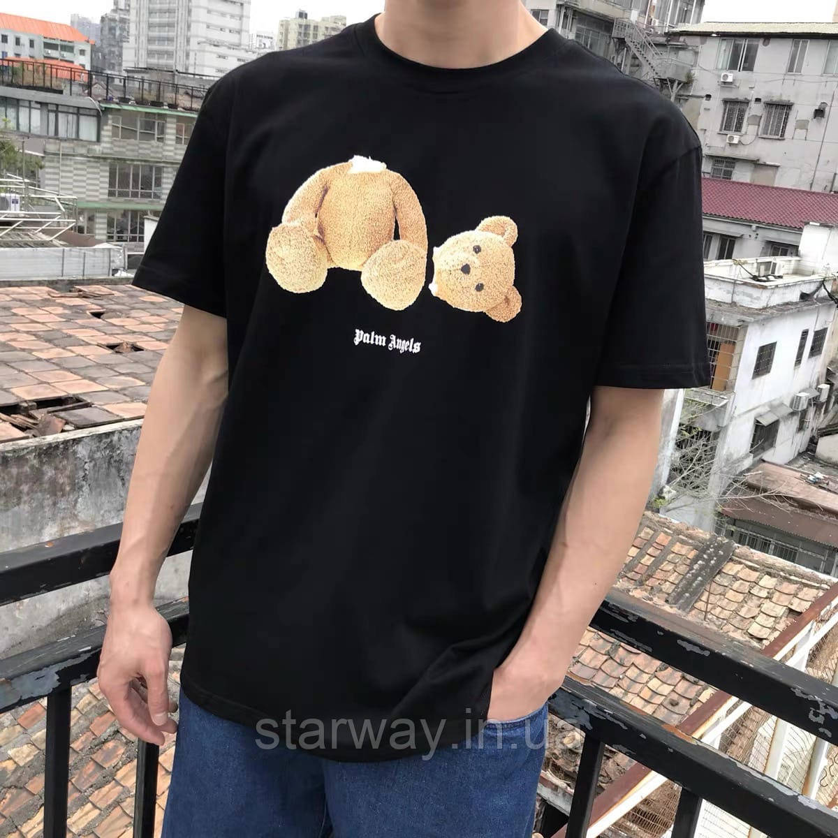 Стильна футболка Palm Angels bear logo | лого палм енджелс ведмежа