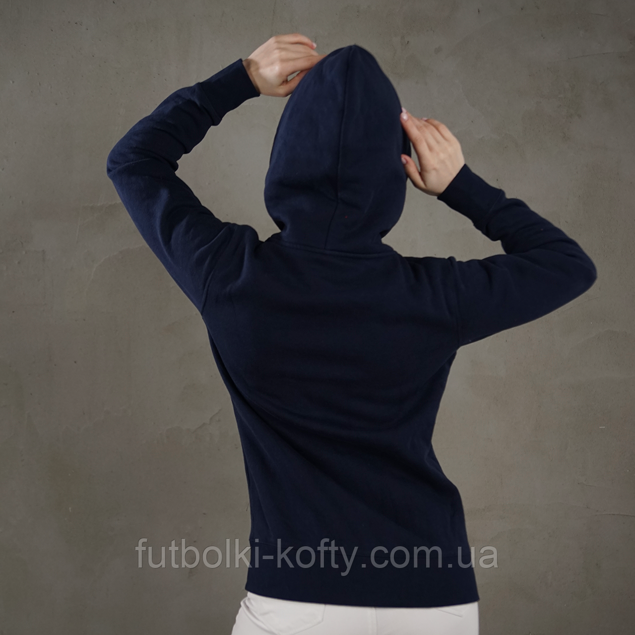 Толстовка синя жіноча худі на замку (глибокий темно-синій) преміум якість, Fruit of the Loom, 2XL, фото 1