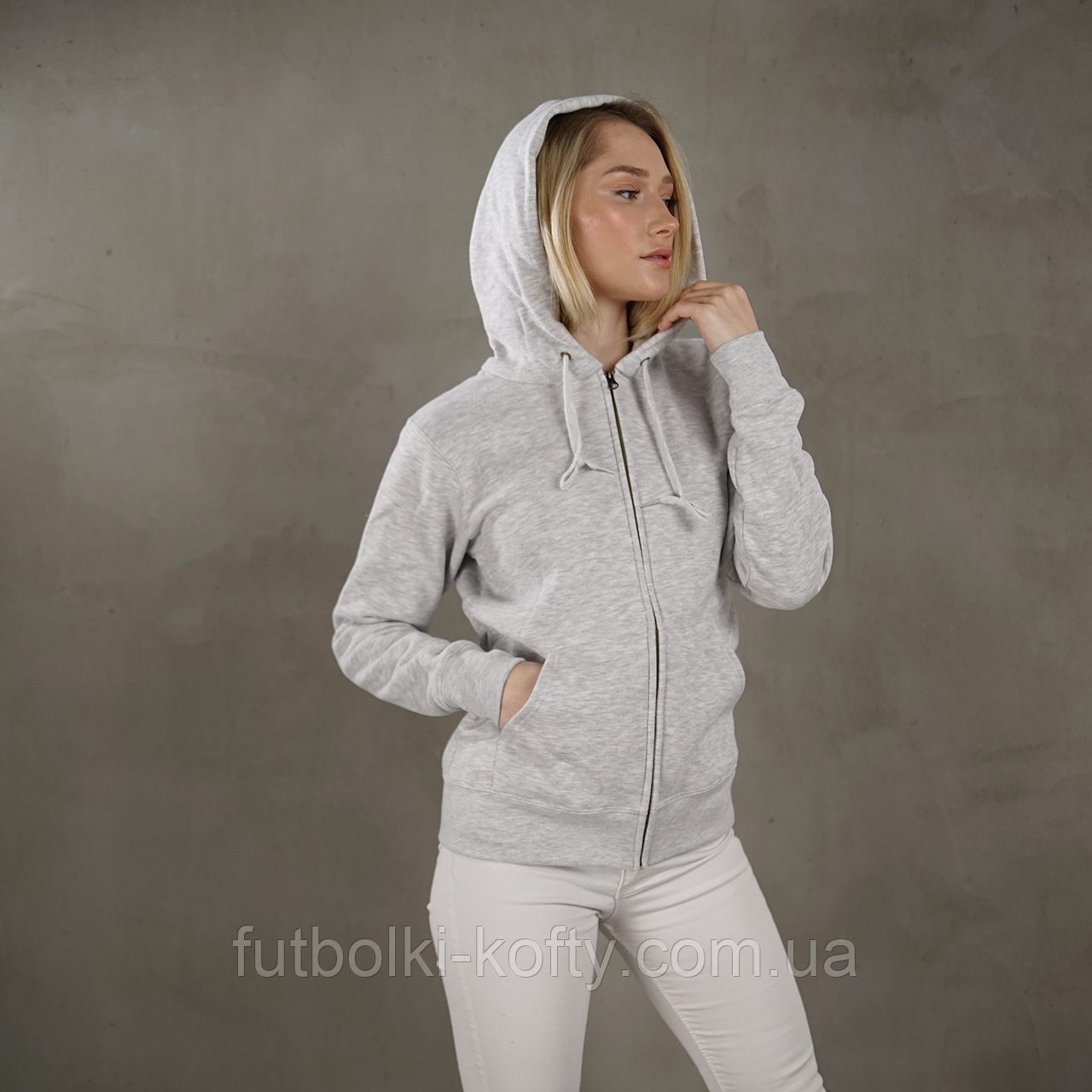 Толстовка жіноча худі на замку з капюшоном Premium hooded jacket Fruit of the Loom, фото 1