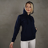 Толстовка синя жіноча худі на замку (глибокий темно-синій) преміум якість, Fruit of the Loom, 2XL, фото 3