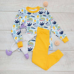 Трикотажна бавовняна піжама Лінивець (жовтий) Minikin До 104 см