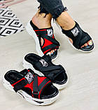 Чорні жіночі спортивні шльопанці на високій підошві 39 розмір, фото 9