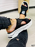 Чорні жіночі спортивні шльопанці на високій підошві 39 розмір, фото 6