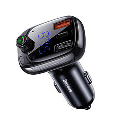 Автомобільний зарядний пристрій + FM трансмітер Baseus S-13 Quick Charge 4.0 2USB + USB Type-C MP3 PPS 36W