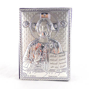 Икона с серебром Иисус Христос на деревянной основе 1019