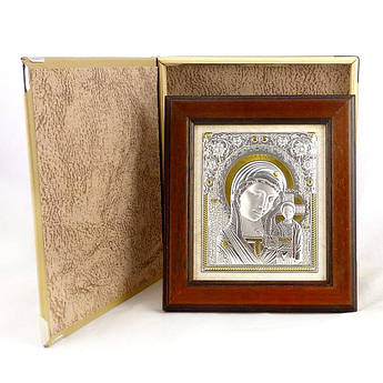 Ікона з сріблом Казанська в дерев'яній рамці 2042
