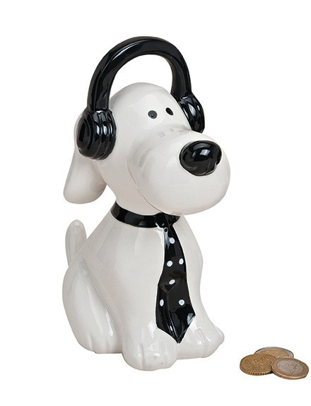 Скарбничка собака в навушниках кераміка 9X16X20 см 10012848