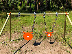 Стійка з мішенями гонгами 100 мм і 50 мм, для калібру 22LR.  Сателит (714)