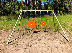 Стійка з мішенями гонгами 150 мм і 100 мм, для калібру 22LR. Сателит (715)