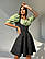 Комплект: сукня з об'ємними рукавами з бавовни і сарафан Green/Black, фото 2