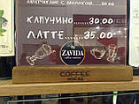 Менюхолдер А4 на дерев'яній підставці, тейбл тент, фото 4