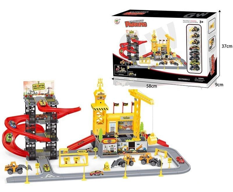 Іграшковий гараж для машинок багатоповерхове дитяче паркування з краном на 8 машинок, аксесуари Р 9388 А-2