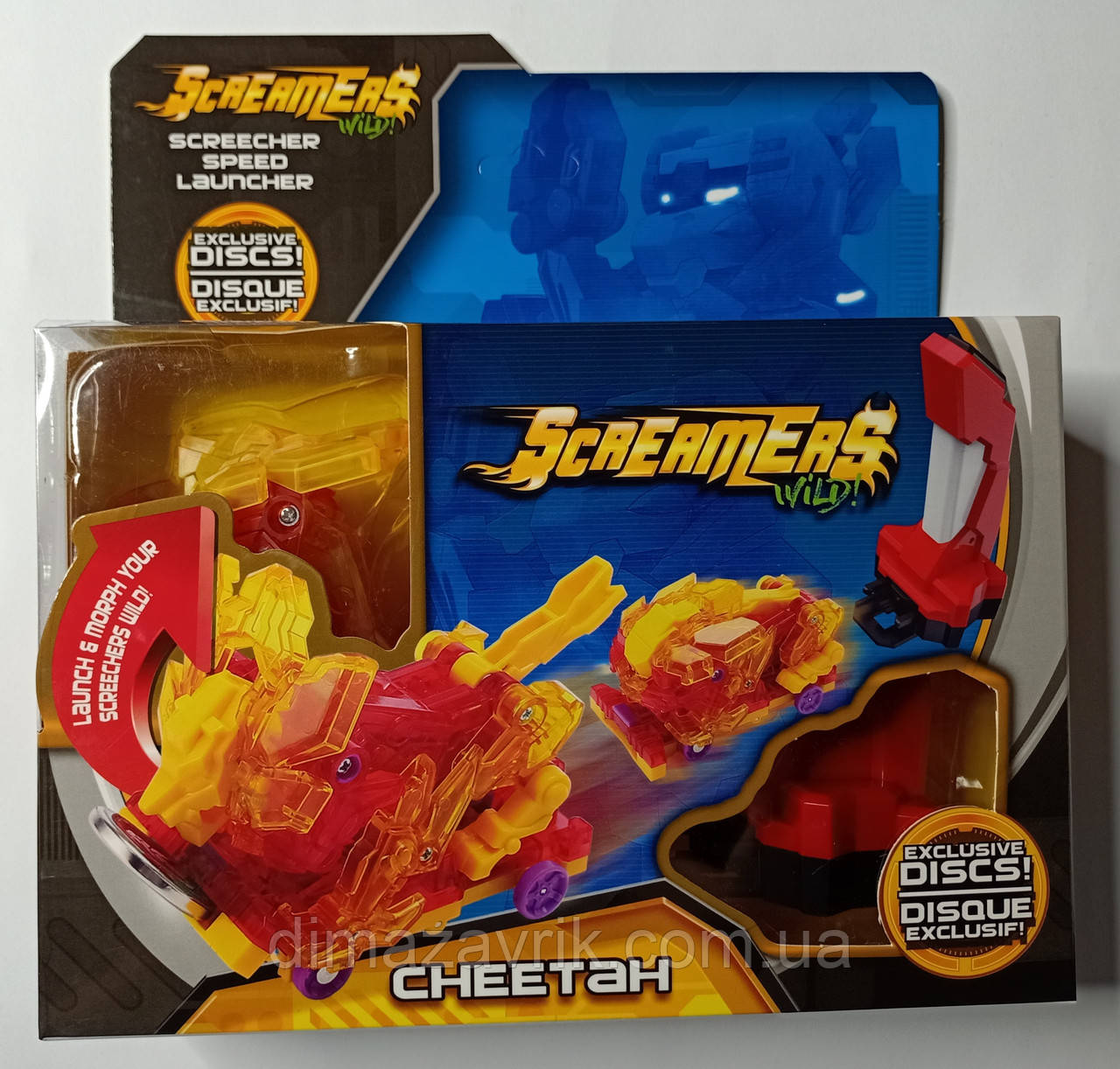 Дикі Скричери Машинки трансформери 1 Скричер 2 диски Cheetah Лев Гепард + запускатор, фото 1