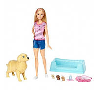 Barbie Newborn Pups Кукла Барби блондинка и новорожденные щенки