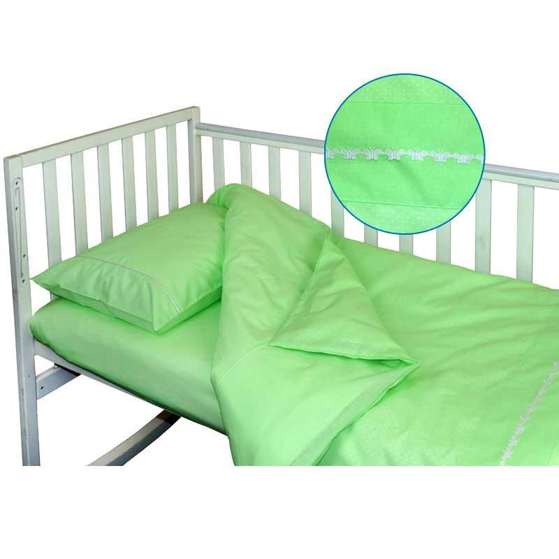 Дитячий комплект постільної білизни для ліжечка бязь Зелений горошок