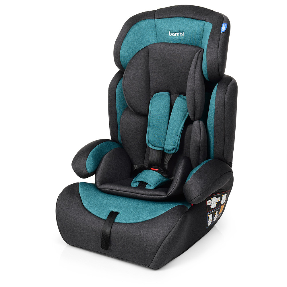 Автокрісло 2 в 1 бустер Bambi M 3546 Emerald Gray група 1-2-3