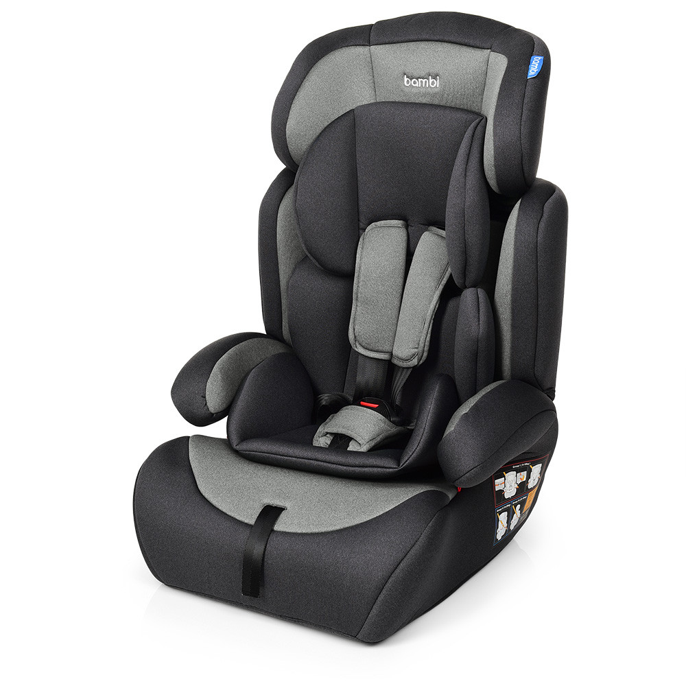 Автокрісло-бустер Bambi M 3546 Silver Gray група 1-2-3 автомобільне крісло