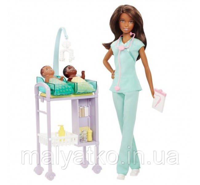 Лялька барбі дитячий лікар педіатр мулатка брюнетка Barbie Baby Doctor