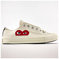 Мужские / женские кеды Converse Beige x Comme Des Garçons Play, унисекс бежевые кеды конверс