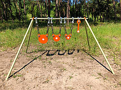 Стійка з броньованими гонгами 100, 75, 50 і 25 мм, для дрібноколаберної зброї. Сателіт (766)