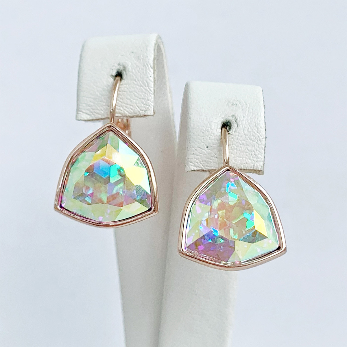 Сережки SONATA з медичного золота, кристали Swarovski кольору Хамелеон, позолота PO, 25716