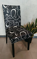 Натяжные чехлы на стулья со спинкой стрейч турецкие, чехлы накидки на стулья универсальные велюровые Графит