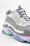 Жіночі кросівки Balenciaga Triple S Pastels, сірі шкіряні кросівки баленсіага тріпл с баленсіяга, фото 4