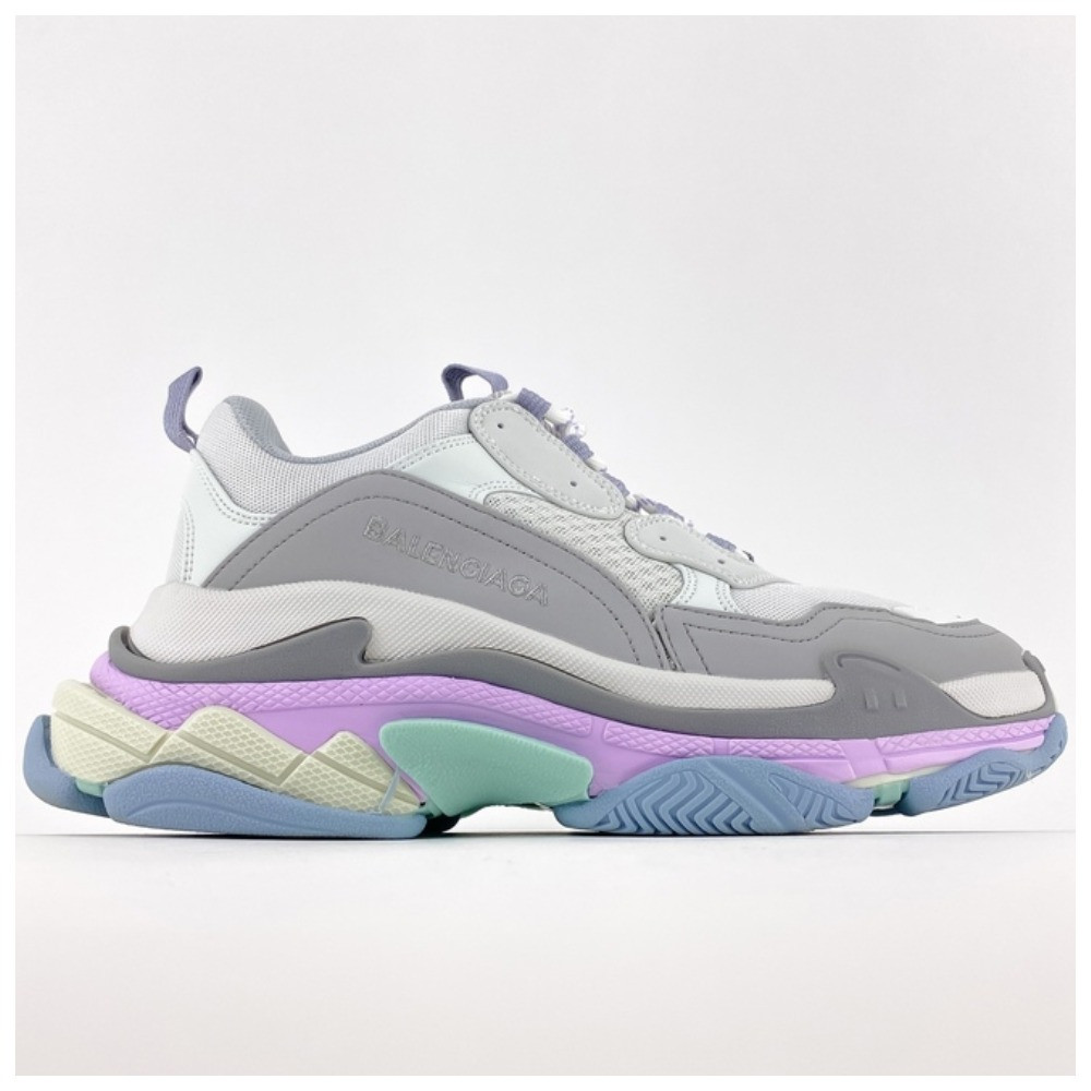 Жіночі кросівки Balenciaga Triple S Pastels, сірі шкіряні кросівки баленсіага тріпл с баленсіяга, фото 1