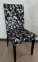 Декоративные чехлы на стулья натяжные универсальные стрейч, магазин чехлы на стулья накидки с рисунком Черный