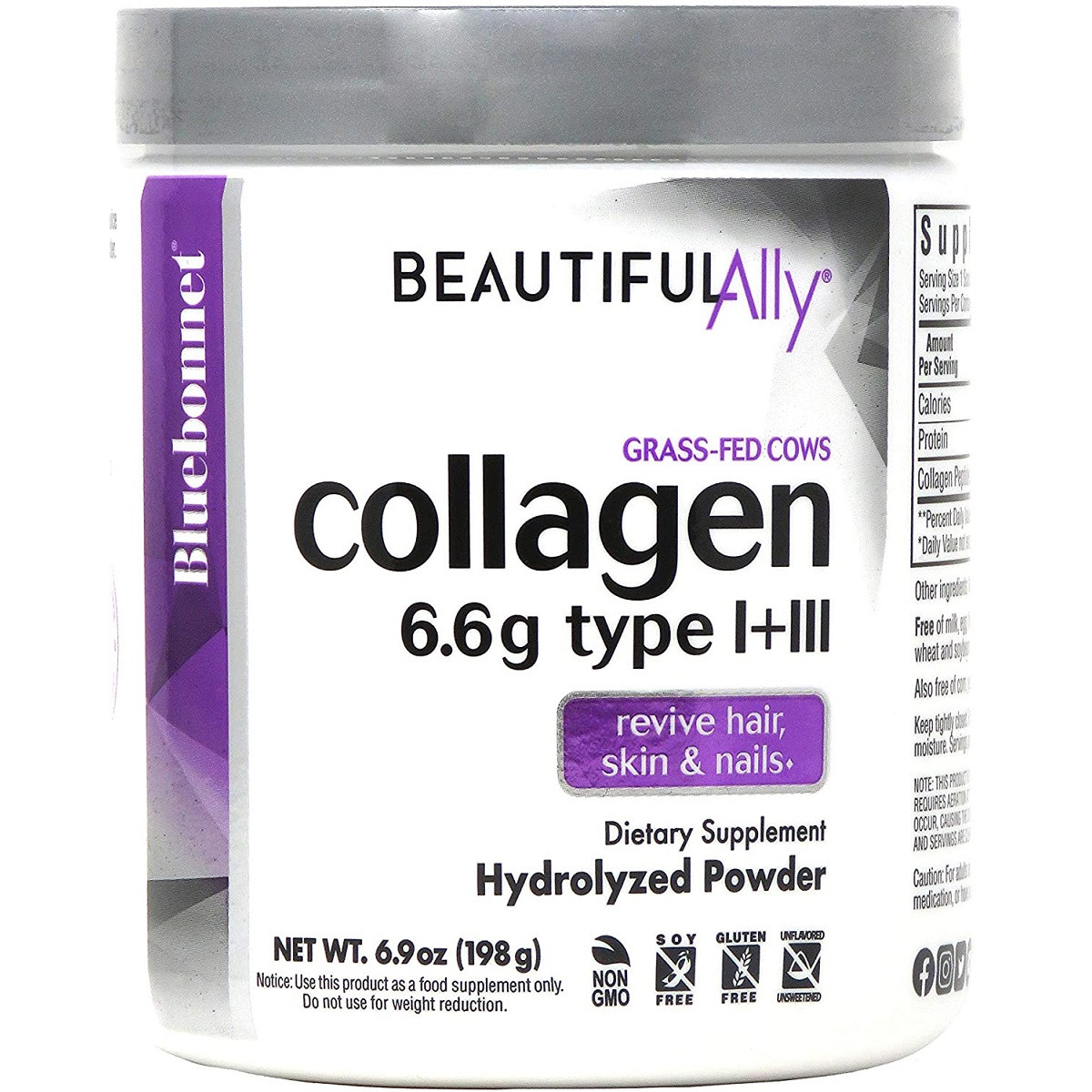 Колаген 1 і 3 типу, Beautiful Ally, Bluebonnet Nutrition, Collagen Type I + III, порошок 198 г
