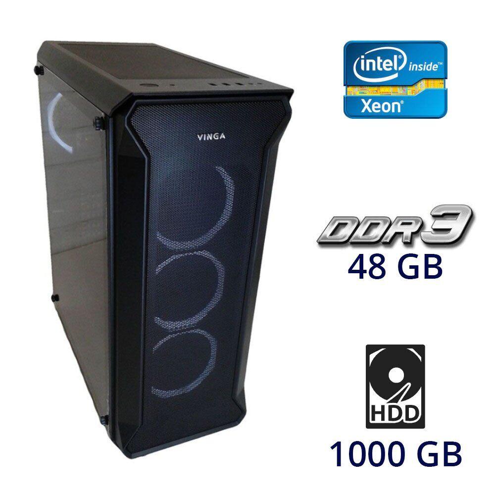 Сервер Midi-Tower Vinga / 2x Intel Xeon X5675 (6 (12) ядер по 3.06 — 3.46 GHz) / 48 GB DDR3 / 1000 GB жорсткий