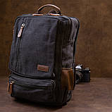 Рюкзак текстильний дорожній унісекс на два відділення Vintage 20611 Чорний, фото 6
