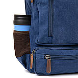 Рюкзак текстильний дорожній унісекс на два відділення Vintage 20613 Синій, фото 6