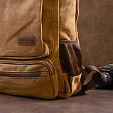 Рюкзак текстильний дорожній унісекс на два відділення Vintage 20614 Пісочний, фото 9