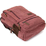 Рюкзак текстильний дорожній унісекс на два відділення Vintage 20615 Малиновий, фото 5
