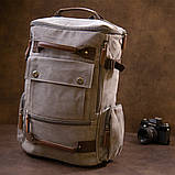 Рюкзак текстильний дорожній унісекс з ручками Vintage 20662 Сірий, фото 7