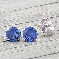 Серебряные серьги гвоздики ps331e синие фианиты размер 6х6 мм вес серебра 1.4 г
