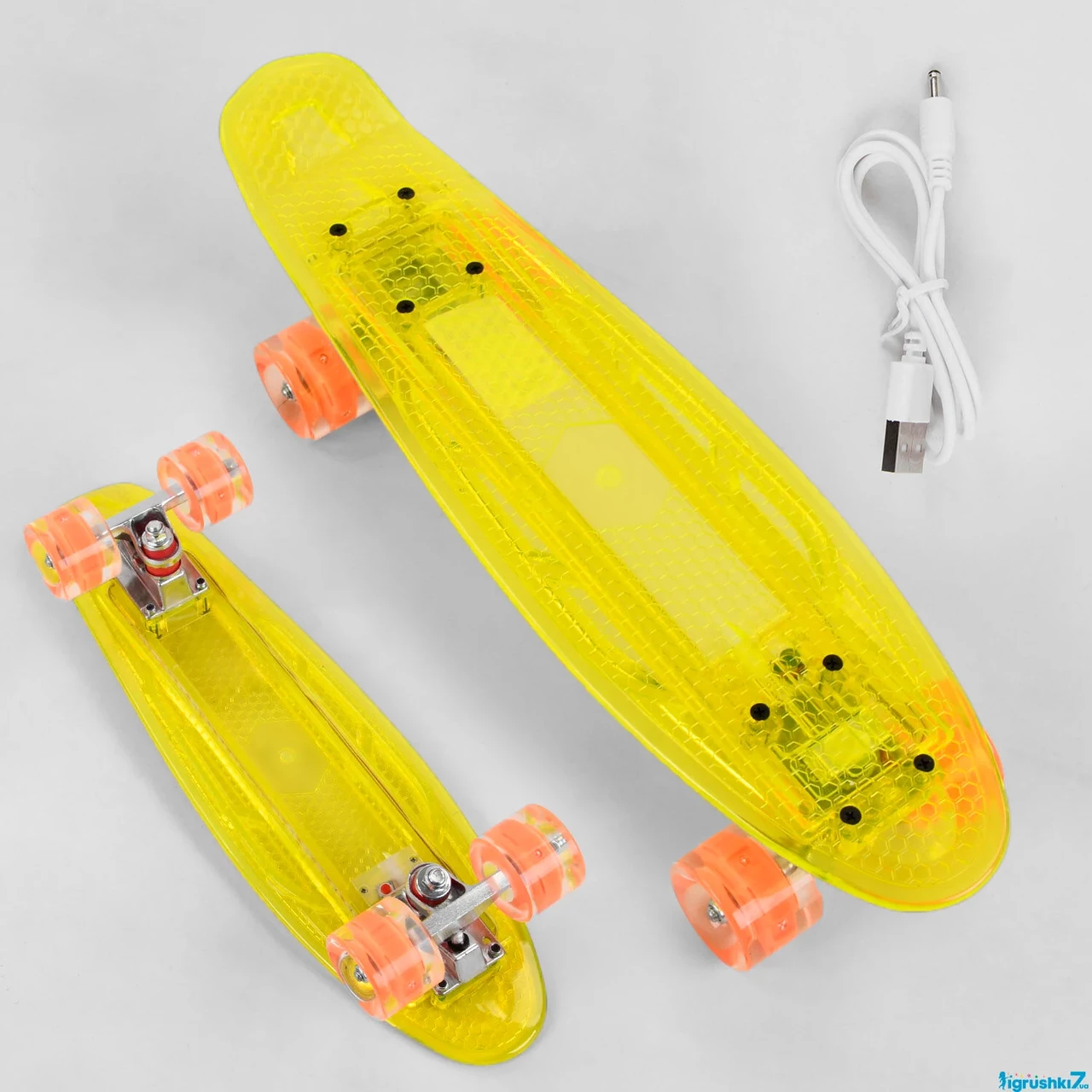 Скейт Penny Board з LED підсвічуванням і світяться колесами Жовтий