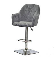 Барное кресло с подлокотниками и подножкой для клиента, парикмахерское кресло, Mario Bar CH - Base серый