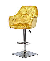 Барное кресло с подлокотниками и подножкой для клиента, парикмахерское кресло, Mario Bar CH - Base желтый